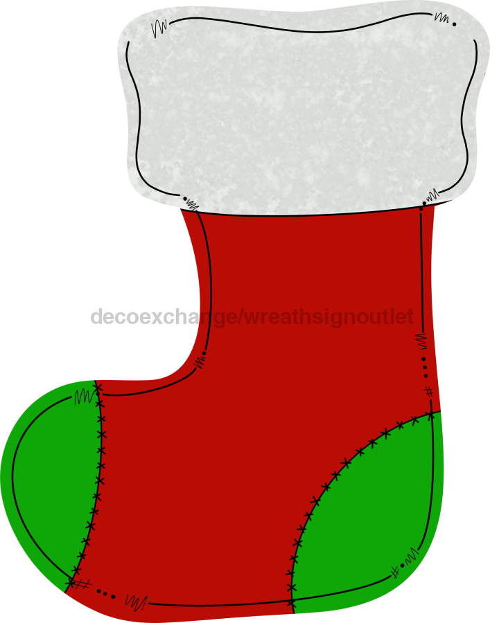 Christmas Stocking Whimsical 22" Wood Door Hanger - DECOE-W-197-DH