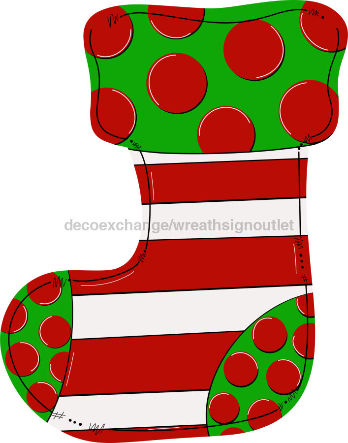 Christmas Stocking Whimsical 22" Wood Door Hanger - DECOE-W-198-DH