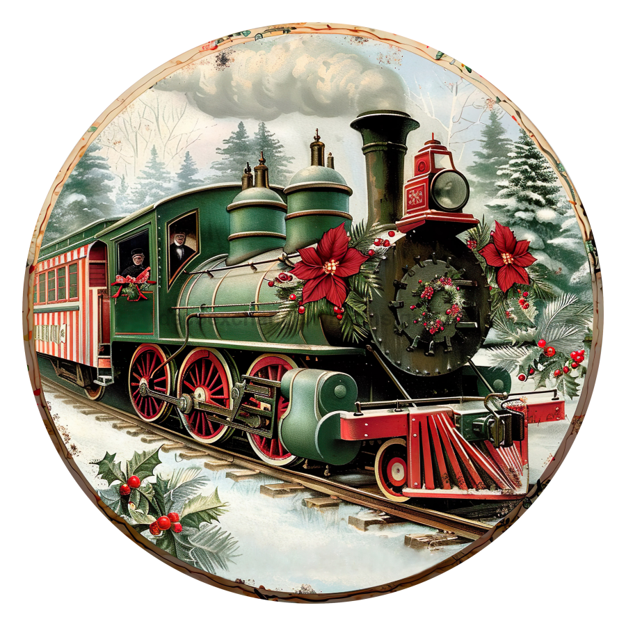 Christmas Train 18" Wood Door Hanger - DCO-102691-DH