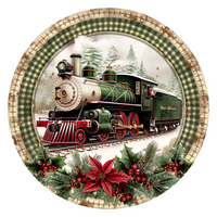 Thumbnail for Christmas Train 10" Metal Wreath Sign - DCO-102692