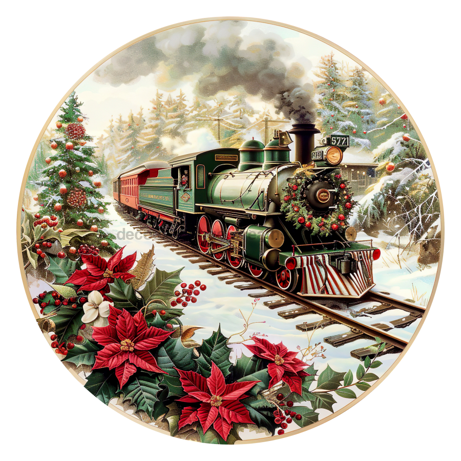Christmas Train 10" Metal Wreath Sign - DCO-102695
