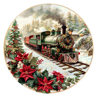 Thumbnail for Christmas Train 10" Metal Wreath Sign - DCO-102695
