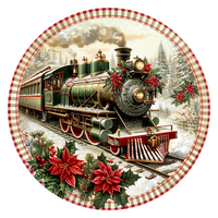 Thumbnail for Christmas Train 10" Wood Wreath Sign - DCO-102696-D