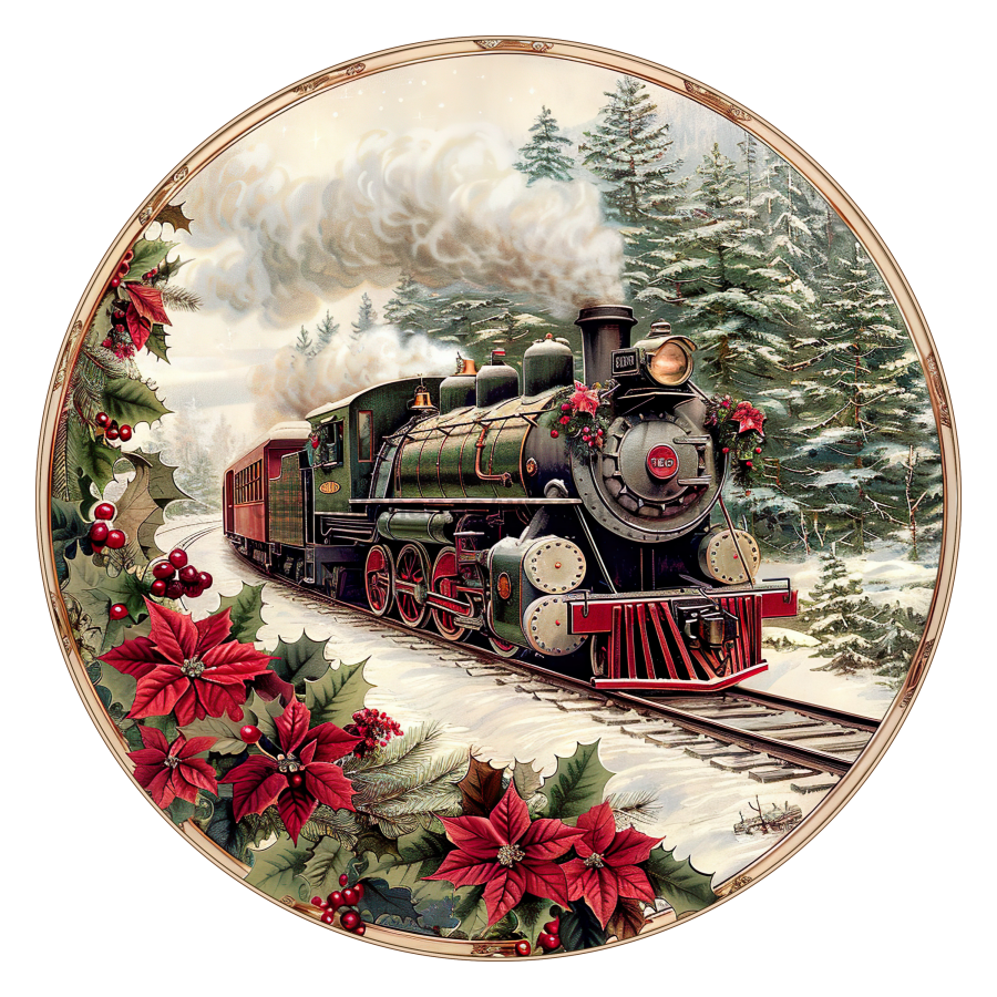 Christmas Train 10" Metal Wreath Sign - DCO-102697