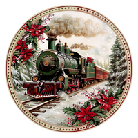 Thumbnail for Christmas Train 10" Metal Wreath Sign - DCO-102698