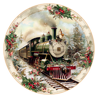 Thumbnail for Christmas Train 10" Metal Wreath Sign - DCO-102699