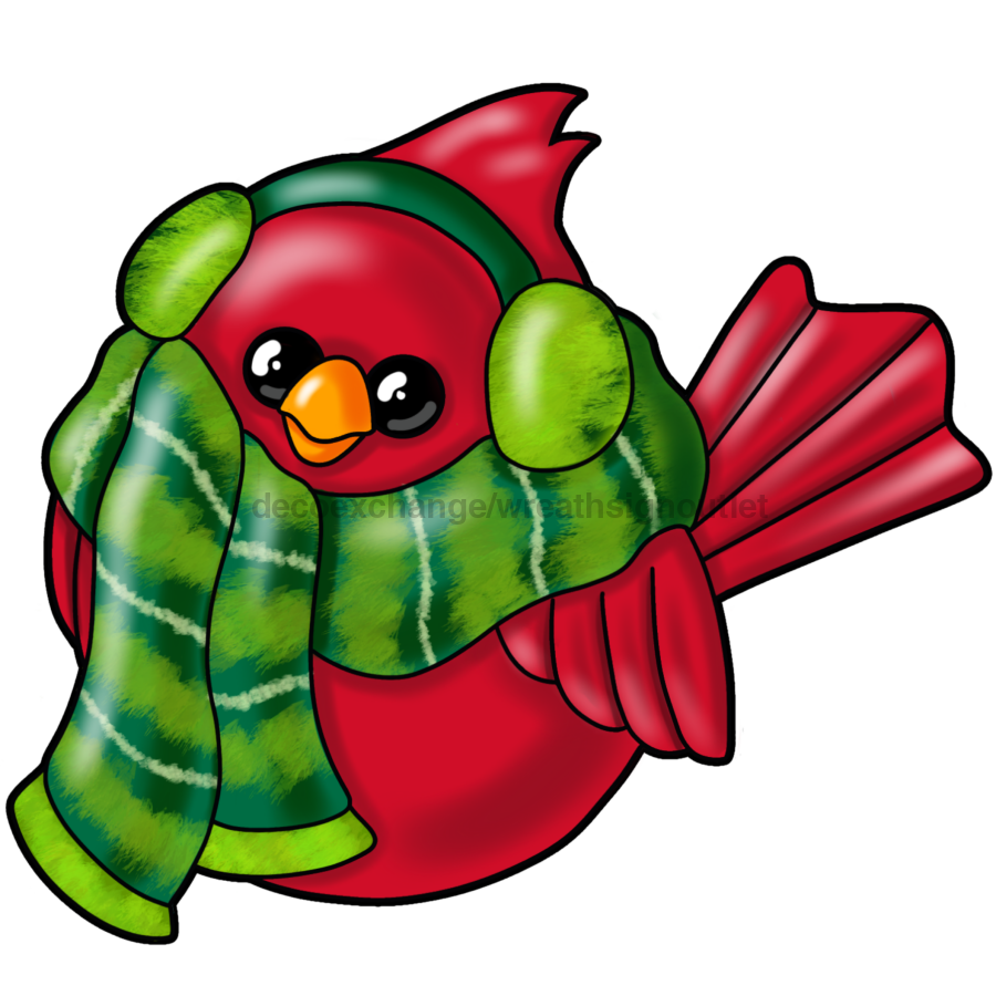 Chunky Cardinal Cardinal Winter 11" Wood Door Hanger - PCD-W-107