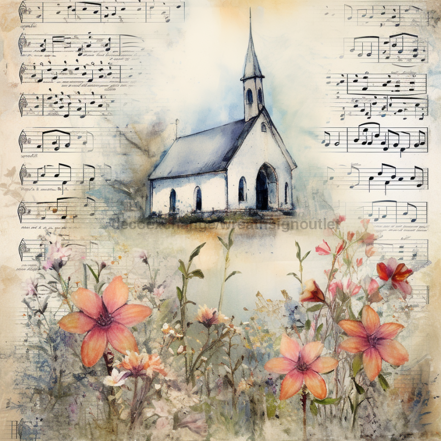 Church Floral 10x10" Metal Wreath Sign - OAW-0071