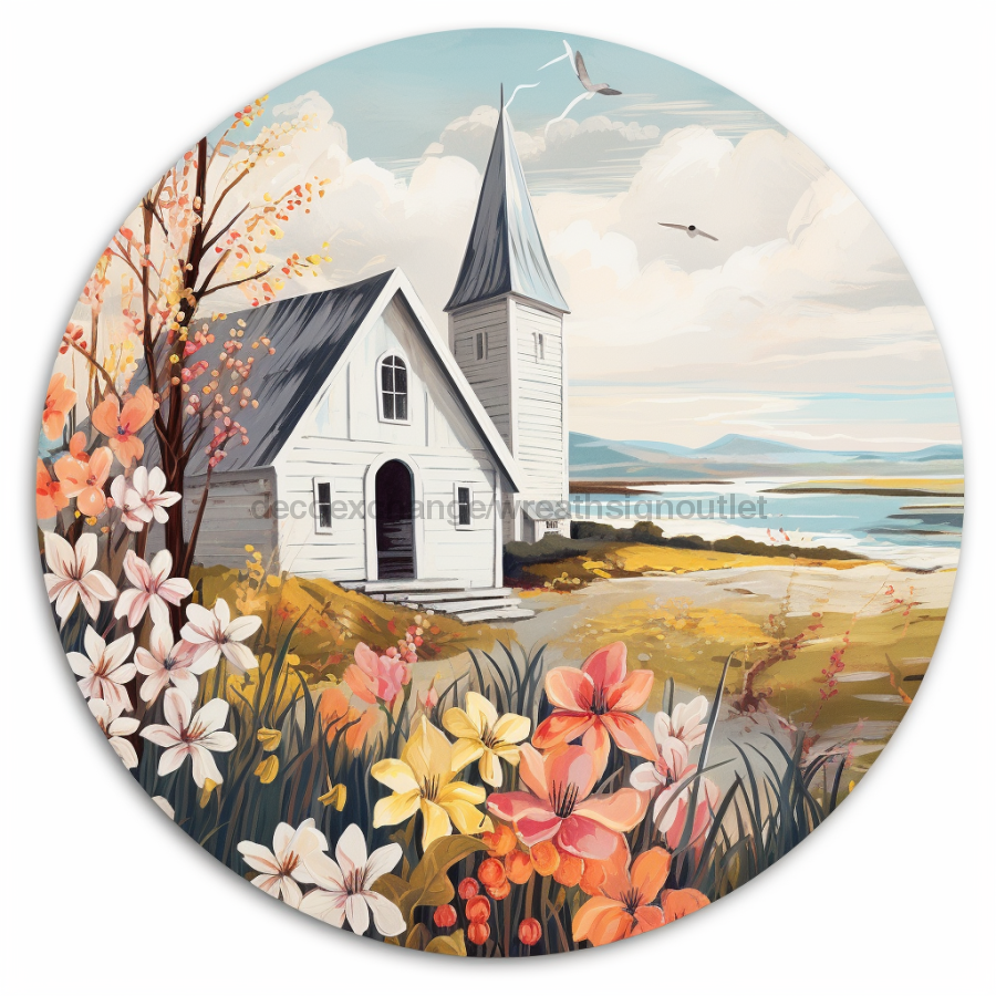 Church Sign Spring Dco-00866 For Wreath 10 Round Metal
