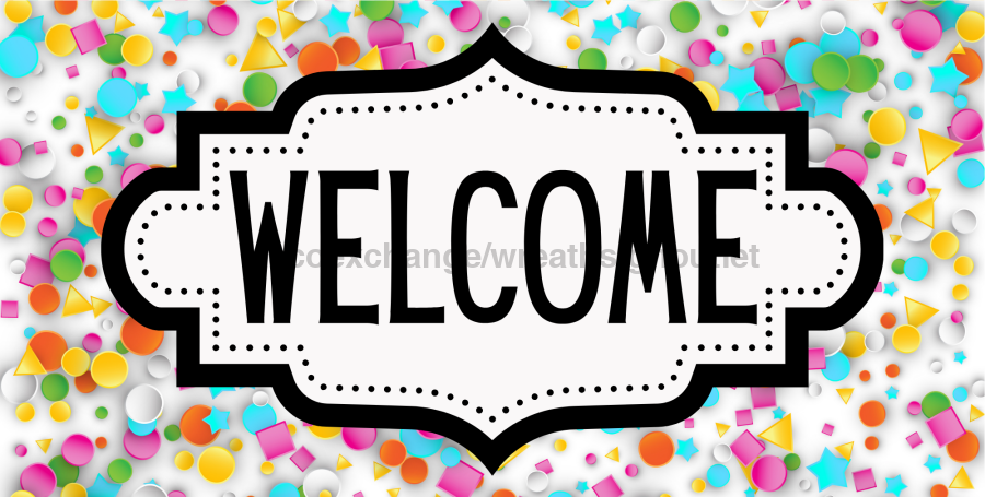 Confetti Welcome Sign, DCO-01249, Sign For Wreath, 6x12" Metal Sign - DecoExchange®