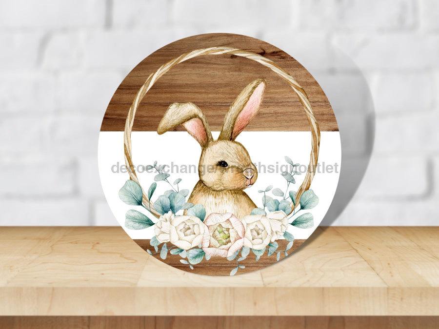 Copy of Hello Spring Yellow Bunny Easter 10" Metal Wreath Sign - DECOE-4082