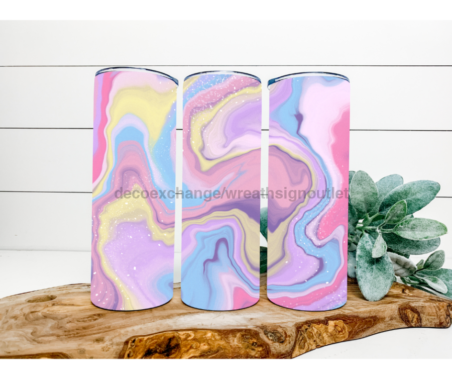 Cotton Candy Swirl Tumbler, 20 oz Skinny Tumbler - DECOETUMBLER-195