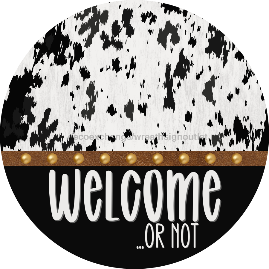 Cow Door Hanger Funny Welcome Dco-01366-Dh 18’ Round Wood