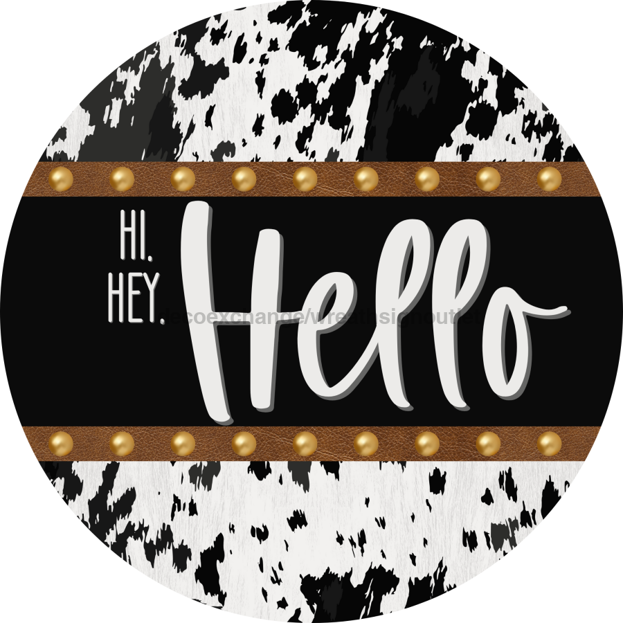 Cow Door Hanger Hello Dco-01371-Dh 18’ Round Wood