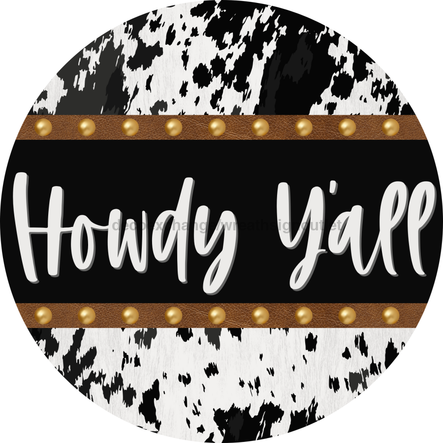 Cow Door Hanger Howdy Yall Dco-01370-Dh 18’ Round Wood