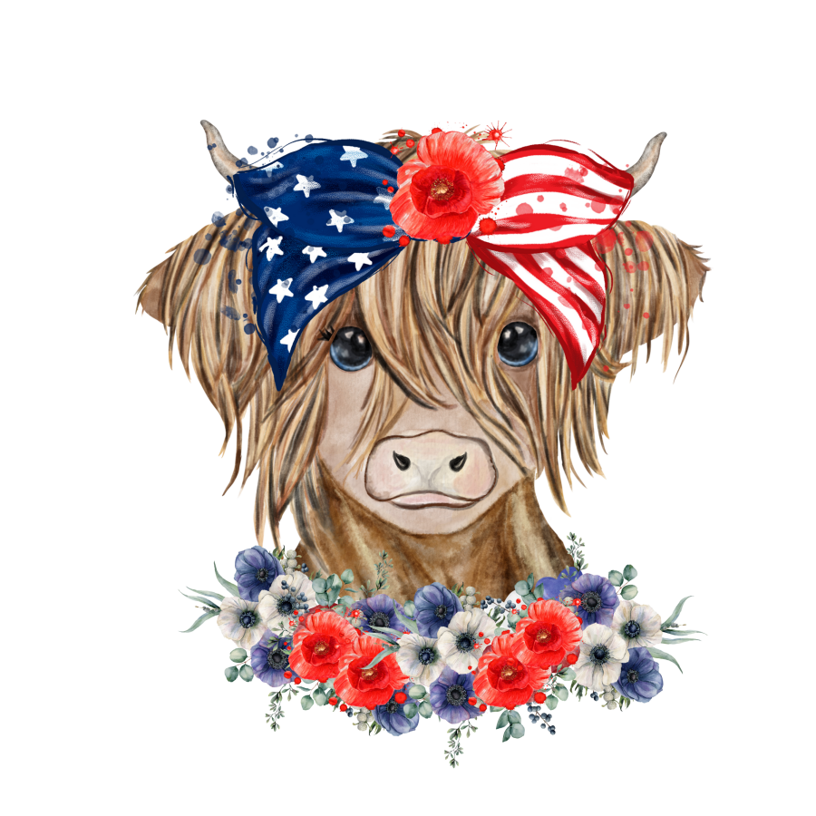 Cow Patriotic 22" Wood Door Hanger - DECOE-W-823-DH