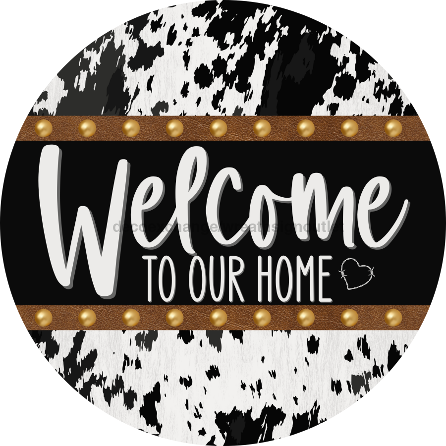 Cow Door Hanger Welcome Dco-01374-Dh 18’ Round Wood