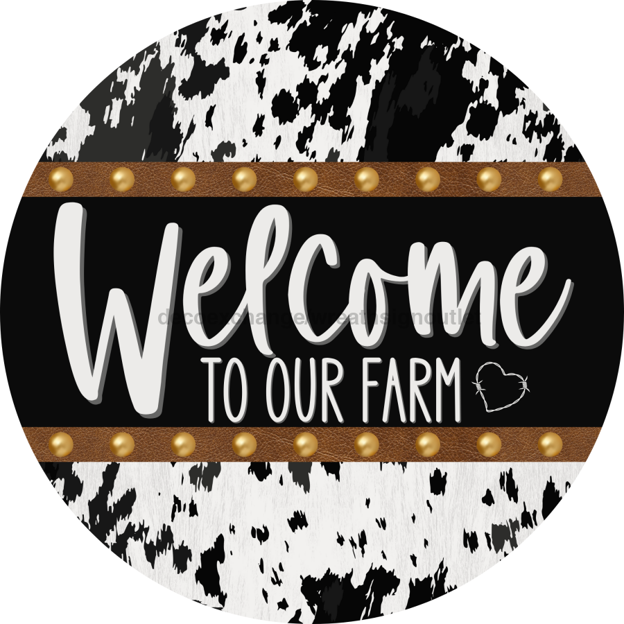 Cow Door Hanger Welcome Dco-01375-Dh 18’ Round Wood