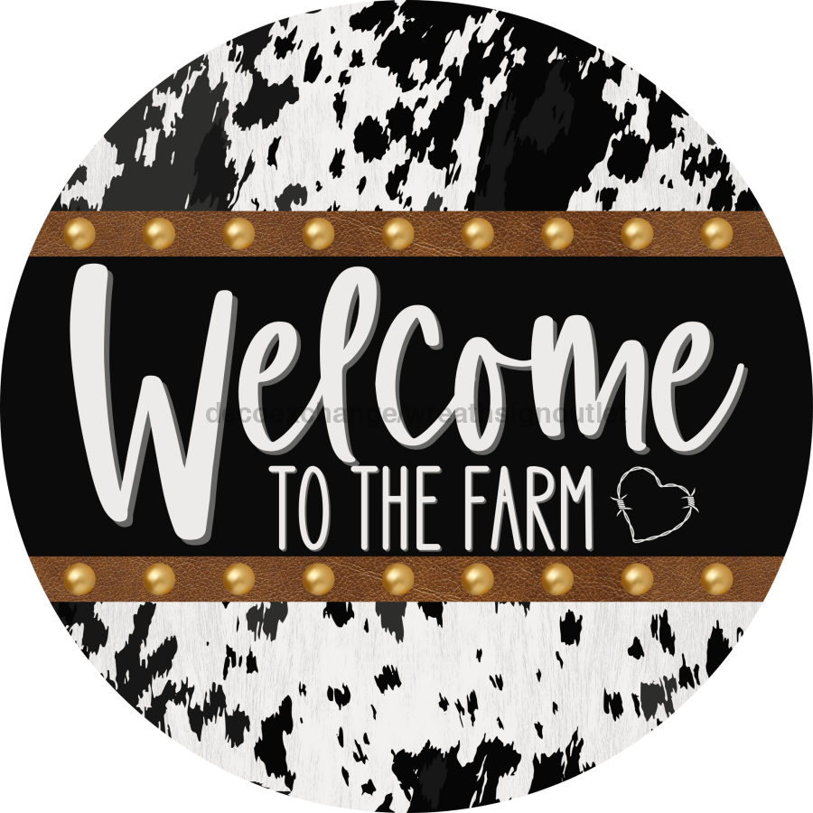 Cow Door Hanger Welcome Dco-01376-Dh 18’ Round Wood