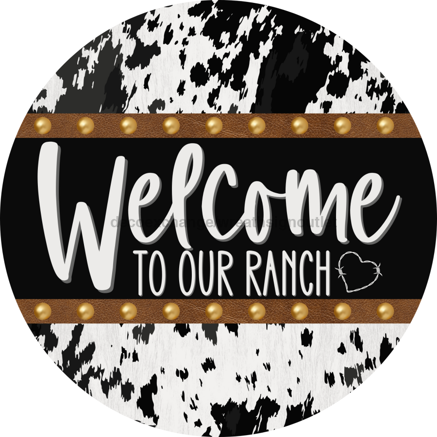 Cow Door Hanger Welcome Dco-01377-Dh 18’ Round Wood