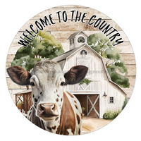 Thumbnail for Cow Farmhouse 10" Metal Wreath Sign - DECOE-5226