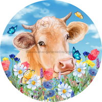 Thumbnail for Cow Spring 10" Metal Wreath Sign - DECOE-5217