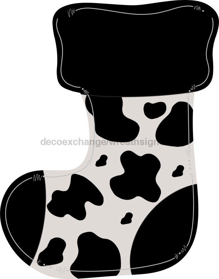 Cow Stocking Animal Print 22" Wood Door Hanger - DECOE-W-194-DH