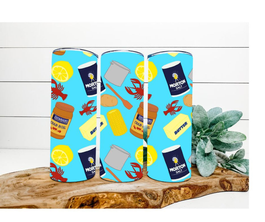 Crawfish Boil Tumbler, Louisiana Tumbler, 20 oz Skinny Tumbler - DECOETUMBLER-205