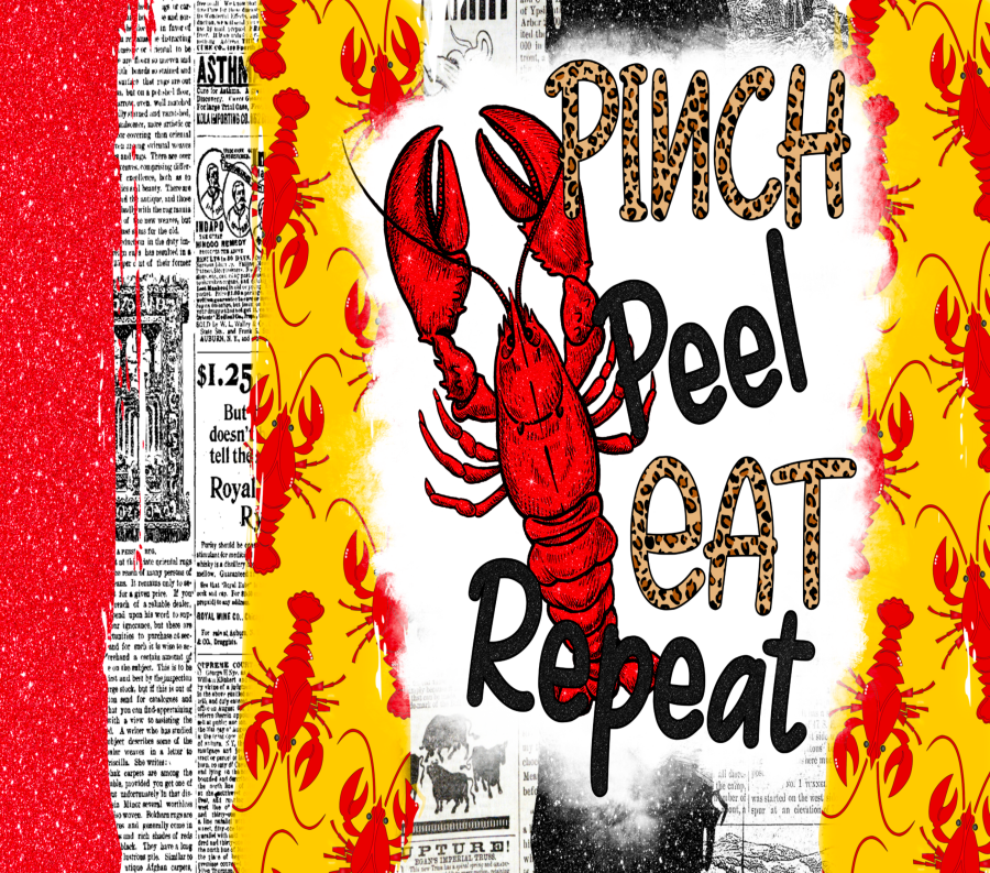Crawfish Tumbler, Pinch, Peel, Eat, Repeat 20 oz Skinny Tumbler - DECOETUMBLER-016