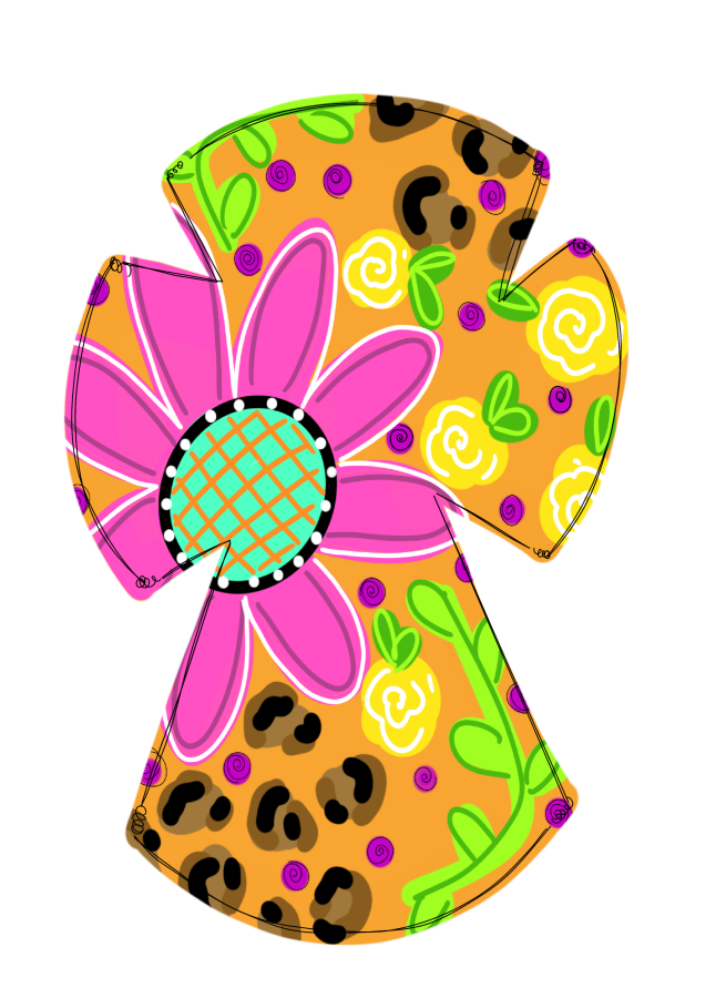 Cross Floral 22" Wood Door Hanger - DECOE-W-531-DH