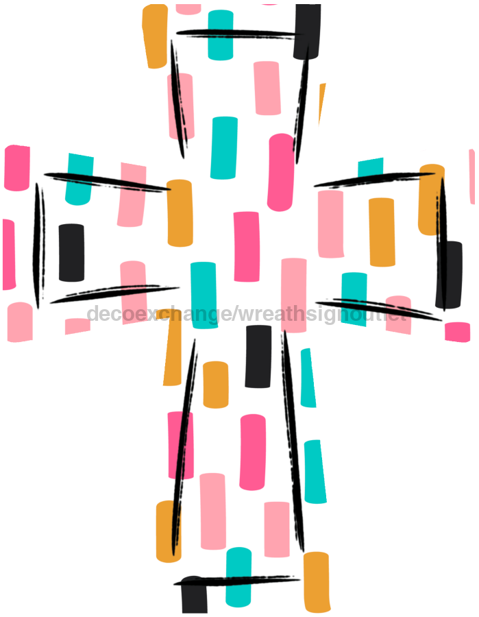 Cross Paint Strokes Cross 22" Wood Door Hanger - DECOE-W-769-DH