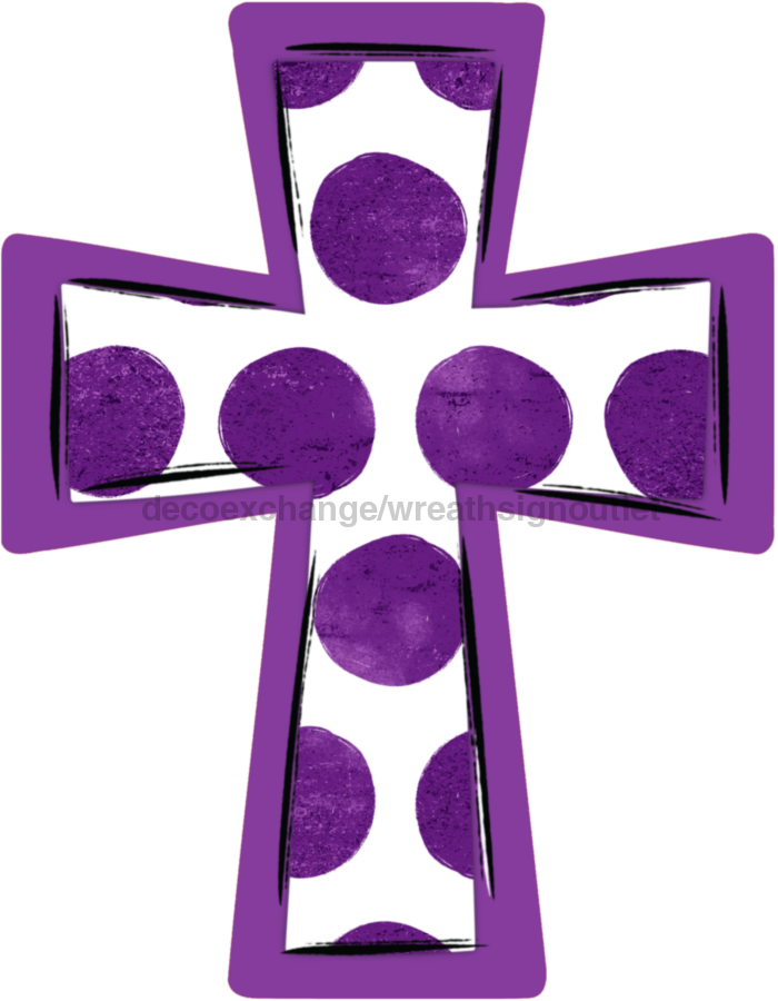 Cross Polka Dot Cross 22" Wood Door Hanger - DECOE-W-766-DH-Check