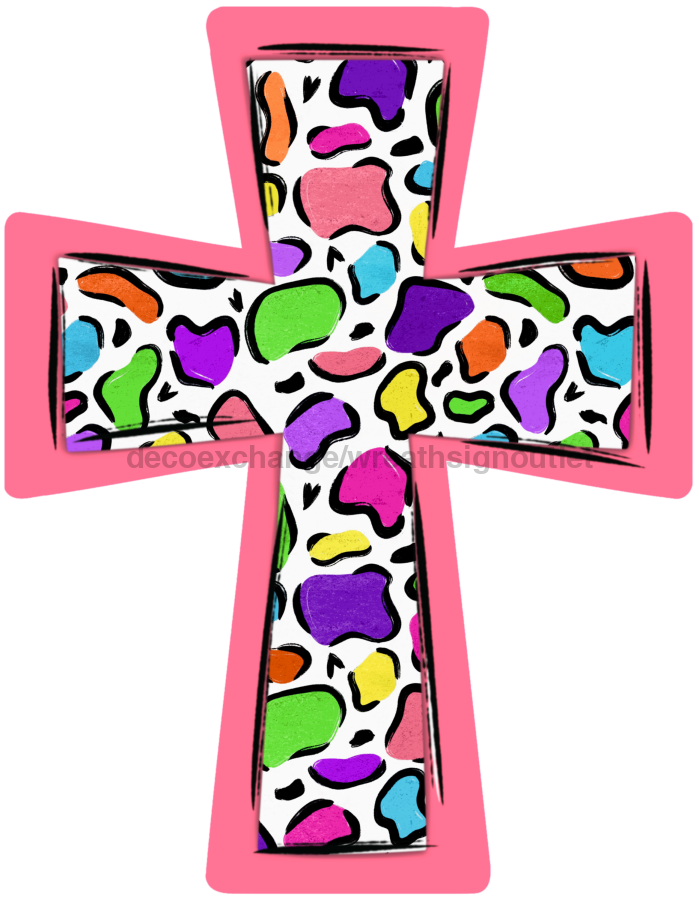 Cross Polka Dot Cross 22" Wood Door Hanger - DECOE-W-767-DH