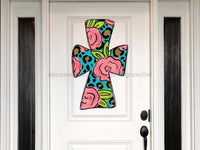 Thumbnail for Cross Sign Floral Spring Wood Sign Door Hanger Decoe-W-139 22