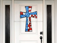 Thumbnail for Cross Sign Patriotic Wood Sign Door Hanger Decoe-W-241 22