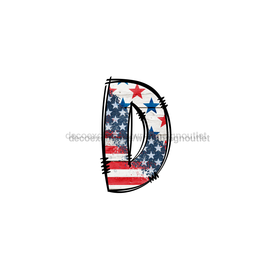 Custom Patriotic Initial Sign Door Hanger Rustic Wood Sign Decoe-W-307 22 D