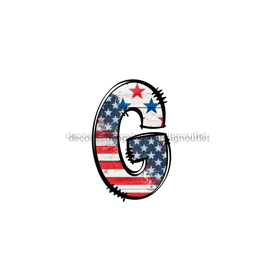 Custom Patriotic Initial Sign Door Hanger Rustic Wood Sign Decoe-W-307 22 G