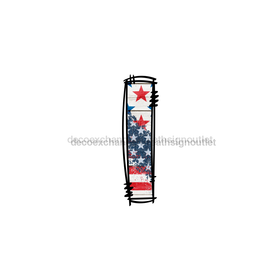 Custom Patriotic Initial Sign Door Hanger Rustic Wood Sign Decoe-W-307 22 I