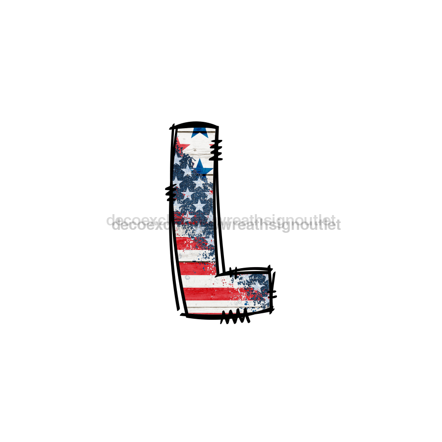 Custom Patriotic Initial Sign Door Hanger Rustic Wood Sign Decoe-W-307 22 L