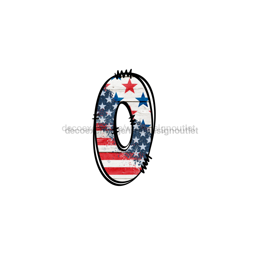 Custom Patriotic Initial Sign Door Hanger Rustic Wood Sign Decoe-W-307 22 O