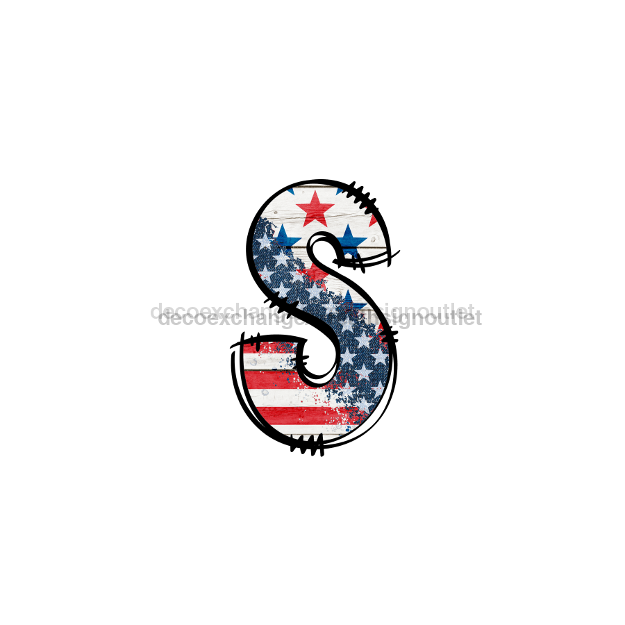 Custom Patriotic Initial Sign Door Hanger Rustic Wood Sign Decoe-W-307 22