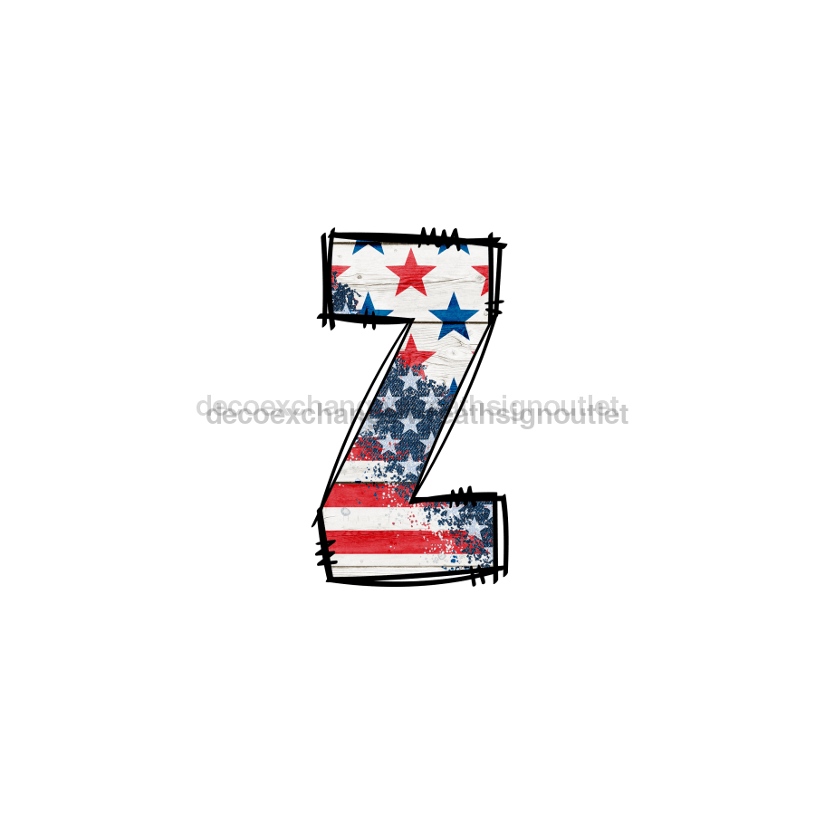 Custom Patriotic Initial Sign Door Hanger Rustic Wood Sign Decoe-W-307 22 Z