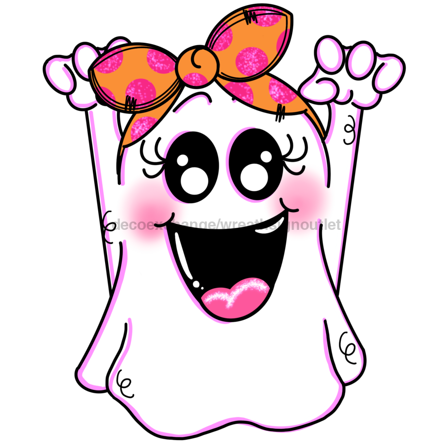 Cute Ghost Door Hanger Mj-W-00080-Dh 22‚Äô Wood