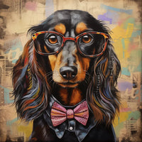 Thumbnail for Dachshund Dog With Glasses Sign Funny Animal Wall Art Dco - 01348 For Wreath 10X10’ Metal