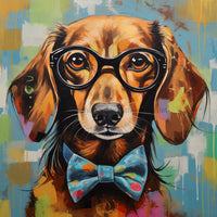 Thumbnail for Dachshund Dog With Glasses Sign Funny Animal Wall Art Dco - 01349 For Wreath 10X10’ Metal