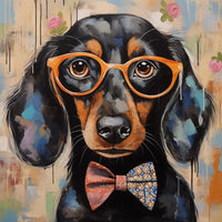 Thumbnail for Dachshund Dog With Glasses Sign Funny Animal Wall Art Dco - 01351 For Wreath 10X10’ Metal