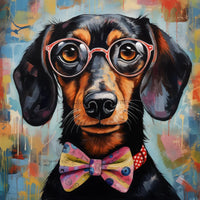 Thumbnail for Dachshund Dog With Glasses Sign Funny Animal Wall Art Dco - 01352 For Wreath 10X10’ Metal