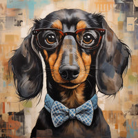 Thumbnail for Dachshund Dog With Glasses Sign Funny Animal Wall Art Dco - 01353 For Wreath 10X10’ Metal