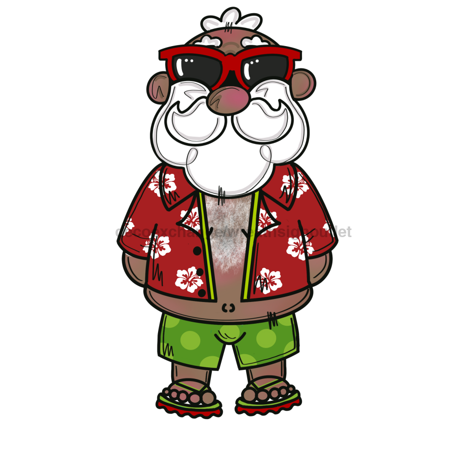 Dark Skin Beach Santa Door Hanger Mj-W-00081-Dh 22‚Äô Wood