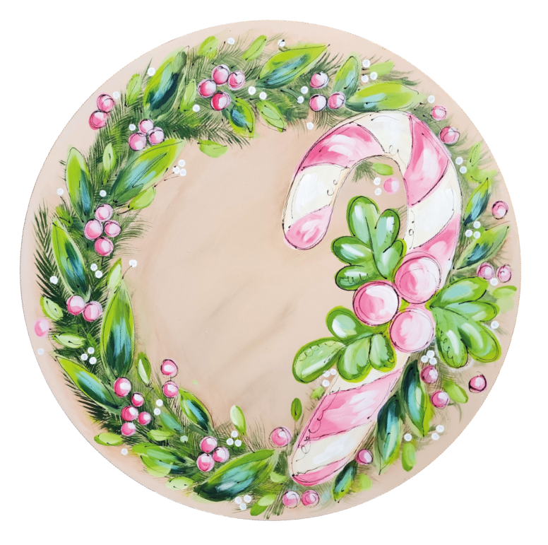 Christmas Pink Candy Cane 22" Wood Door Hanger - DD-W-0001-DH